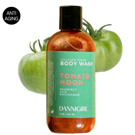 Tomato moon body wash: "collagen youth " enzymes